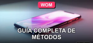 Guía de recarga para servicios móviles Wom mostrada en un teléfono inteligente moderno