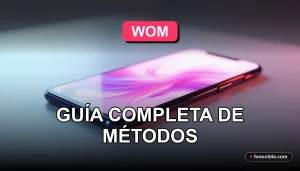 Guía de recarga para servicios móviles Wom mostrada en un teléfono inteligente moderno