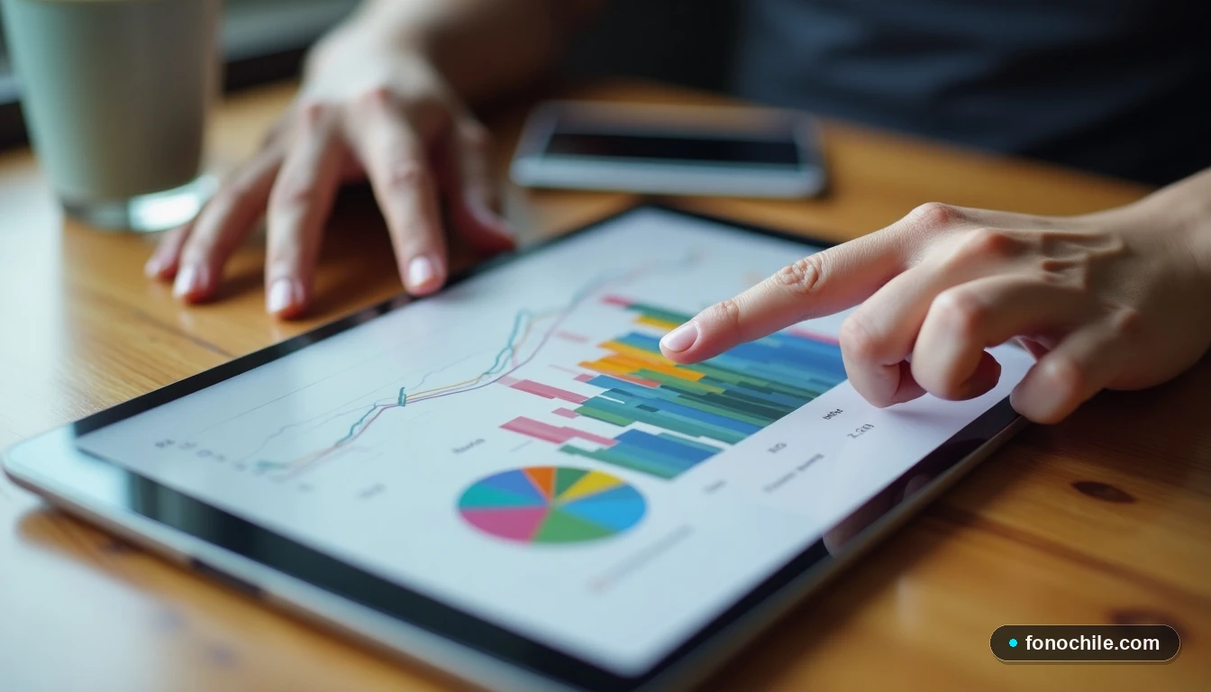 Gráfico abstracto de datos mostrando métodos de recarga y promociones de telefonía móvil en Chile