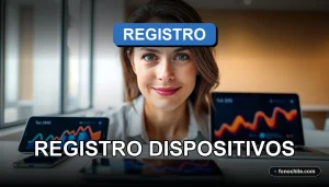 Registro de dispositivos móviles y computadores en una oficina moderna en Chile
