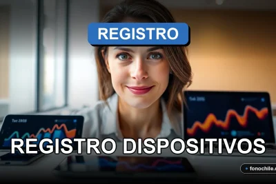 Registro de dispositivos móviles y computadores en una oficina moderna en Chile
