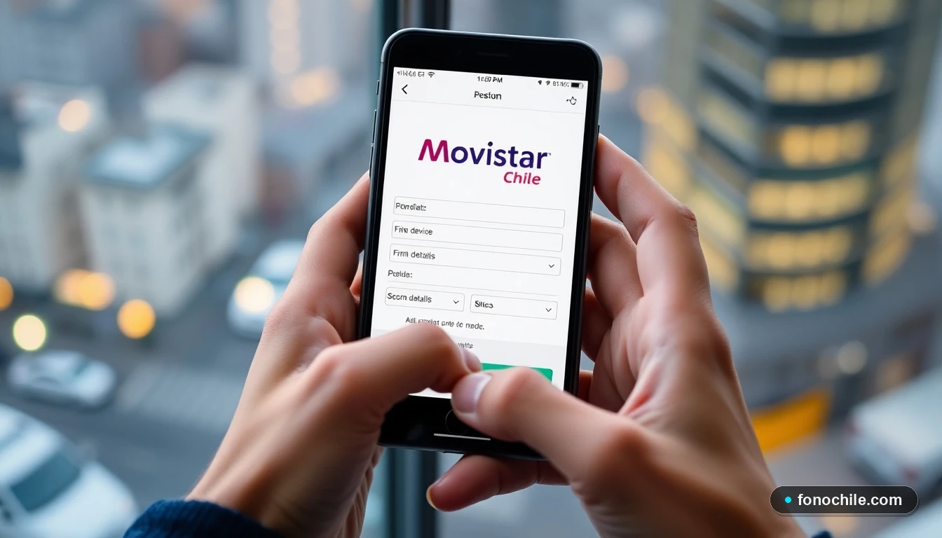 Persona registrando su dispositivo móvil en la red Movistar Chile para mayor seguridad.