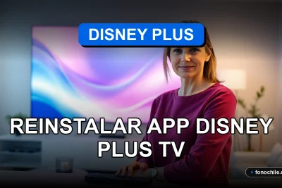 Persona reinstalando la aplicación de Disney Plus en su televisor inteligente en un hogar moderno.