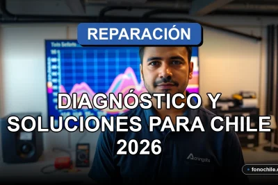 Técnico especializado en reparación de televisores realizando diagnóstico en Santiago, Chile.