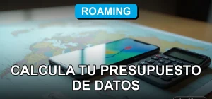 Una calculadora y un teléfono inteligente moderno sobre un mapa mundial, mostrando gráficos abstractos de datos para planificar roaming internacional.