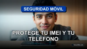 Hombre hispano en Chile consultando sobre seguridad móvil y protección del IMEI de su teléfono inteligente.
