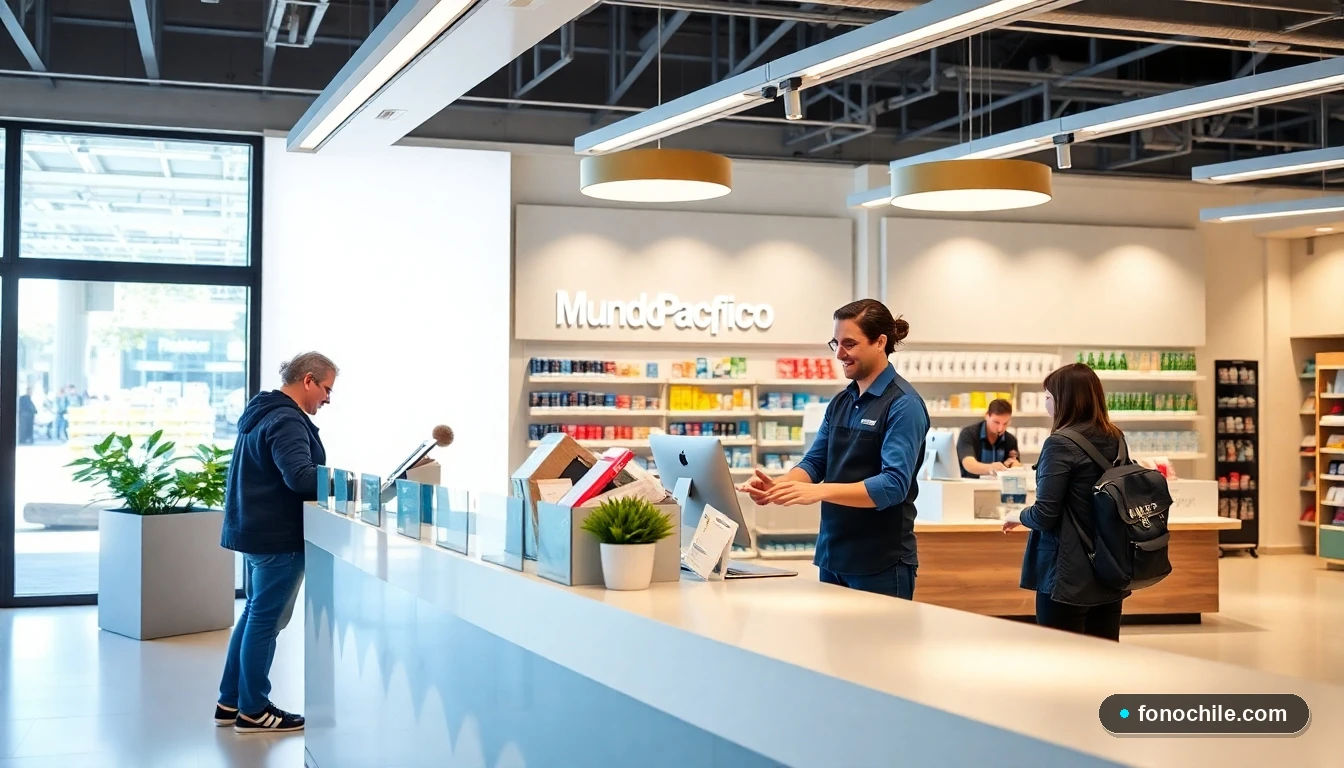 Interior de una sucursal de Mundo Pacífico en Chile con atención al cliente personalizada