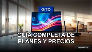 Guía completa de planes y precios de servicios GTD para el año 2026, mostrando tecnología de comunicaciones moderna en un entorno hogareño.