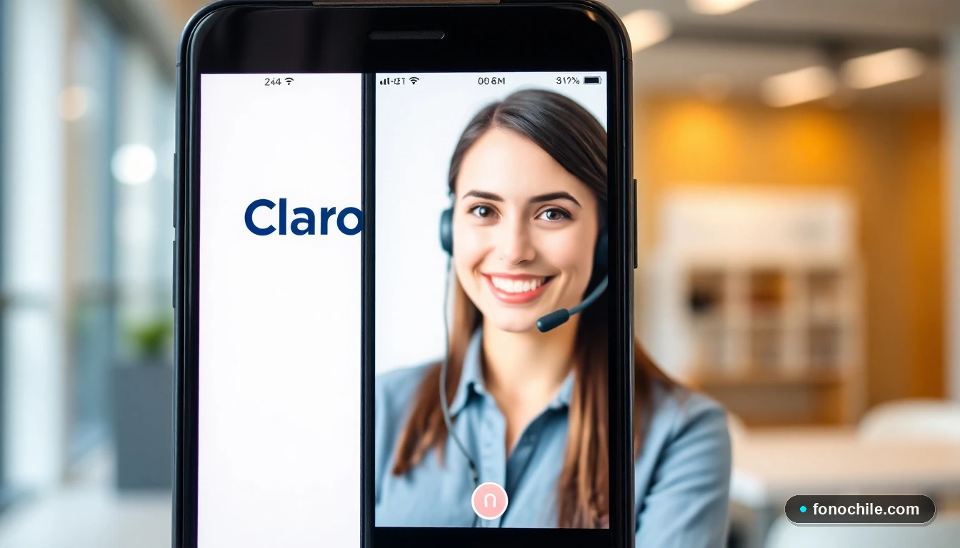 Teléfono Claro Chile: Pantalla de smartphone mostrando la app de atención al cliente