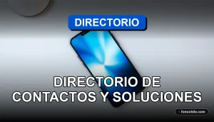 Directorio de contactos telefónicos de empresas chilenas en pantalla de teléfono inteligente moderno sobre escritorio de oficina.