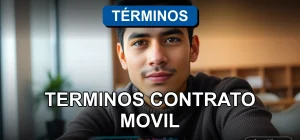 Contrato de teléfono móvil con términos y condiciones legales sobre fondo de oficina moderna