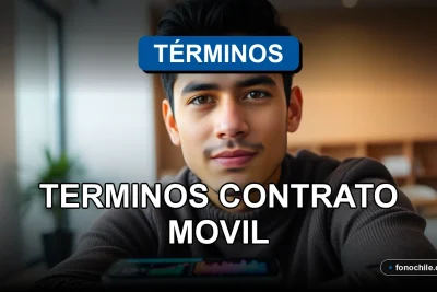 Contrato de teléfono móvil con términos y condiciones legales sobre fondo de oficina moderna
