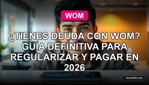 Persona revisando su deuda con WOM en un teléfono móvil, mostrando gráficos abstractos de colores en la pantalla.