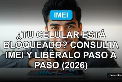Hombre consultando el estado de liberación de su teléfono móvil por IMEI en Chile.