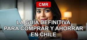 Tarjeta de crédito CMR sobre escritorio con gráficos abstractos en pantalla de laptop, guía para comprar y ahorrar en Chile.