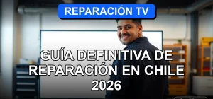 Guía de reparación de televisores en Chile, solución para TV que no enciende, técnico especialista revisando pantalla plana.