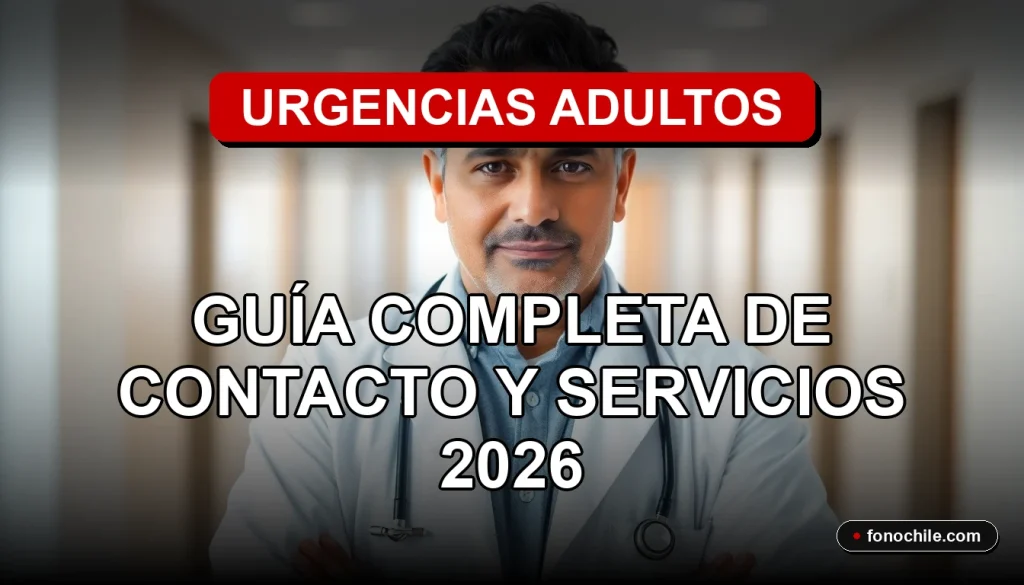 Guía completa de servicios de Urgencias Adultos en Chile para el año 2026, información de contacto y ubicaciones.
