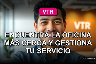 Hombre hispano sonriendo en oficina moderna de VTR, representando servicio al cliente cercano y profesional.