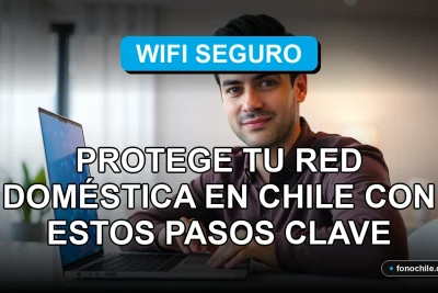 Hombre hispano experto en tecnología revisando la seguridad de su red WiFi doméstica en Chile con una laptop moderna.