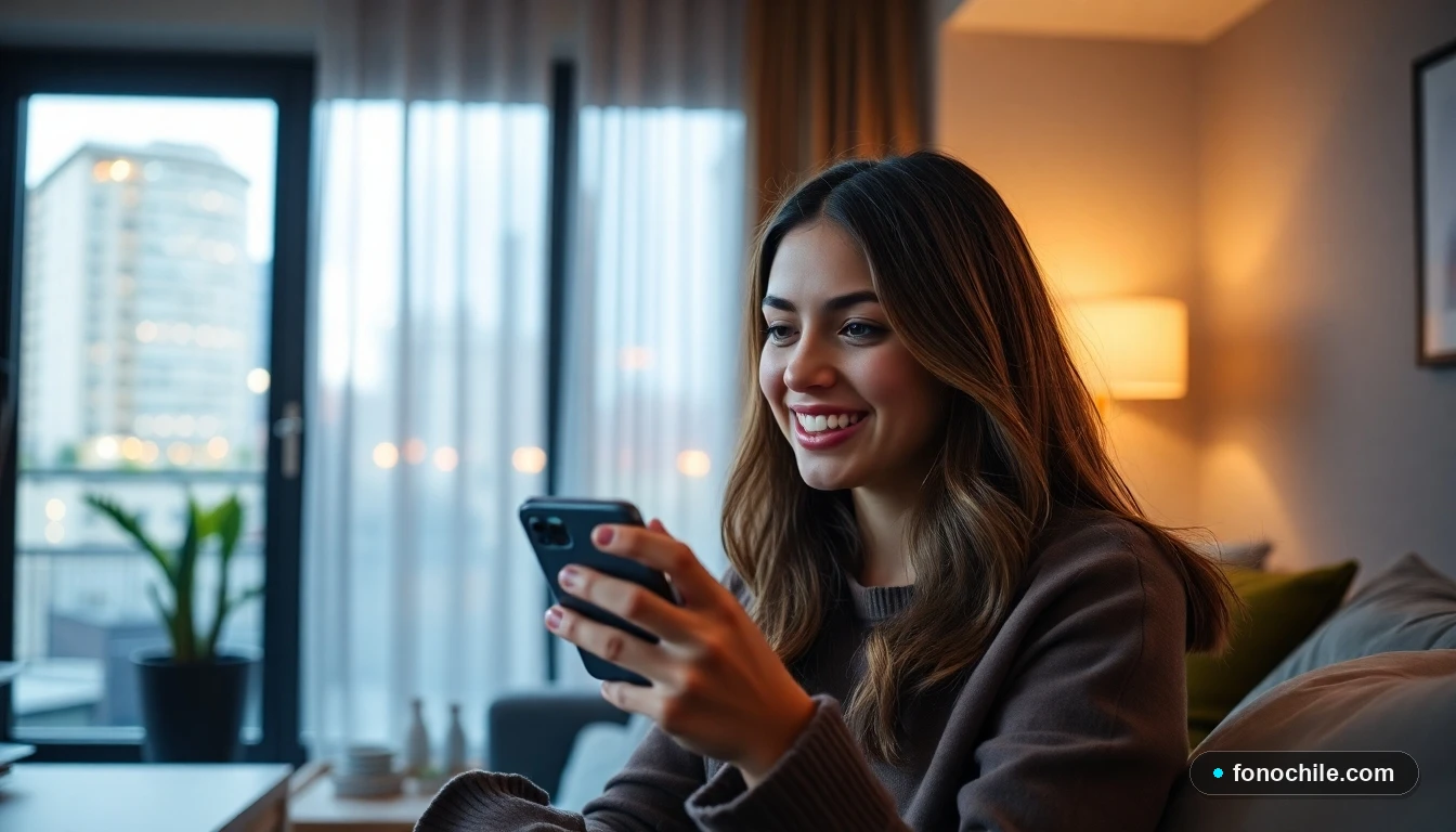 Mujer en Chile usando internet móvil WOM para ver Disney+ con Star+ en su celular 2026